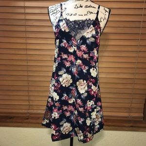 Navy Floral Print Skater Dress...